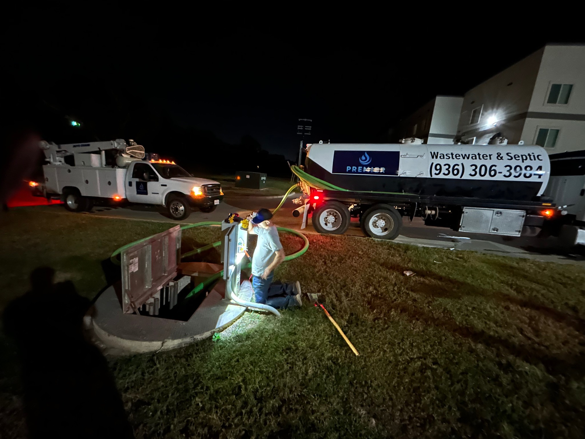 Premier Wastewater & Septic truck performing wastewater management services.